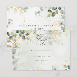 Elegante Kalligrafie Grünzeug Eukalyptus Hochzeit RSVP Karte
