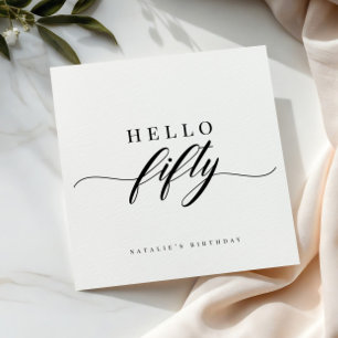 Elegante Kalligrafie Hallo 50 Geburtstag Personali Serviette
