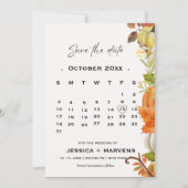 Elegante Kalligrafie Herbst-Kürbis-Hochzeit Save The Date (Vorderseite)