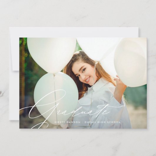 Elegante Kalligrafie High School 2 Foto Abschluss Ankündigung (Vorderseite)