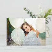 Elegante Kalligrafie High School 2 Foto Abschluss Ankündigung (Stehend Vorderseite)