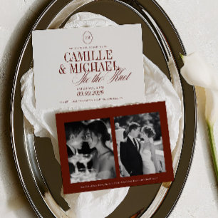 Elegante Kalligrafie-Hochzeit 2 Fotos Einladung