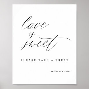 Elegante Kalligrafie Hochzeit Liebe ist süß Schild