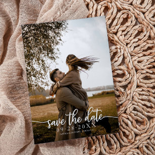 Elegante Kalligrafie Hochzeit Save The Date Foto Einladung