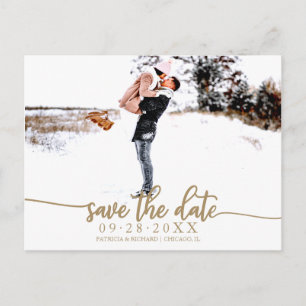 Elegante Kalligrafie Hochzeit Save The Date Foto Postkarte