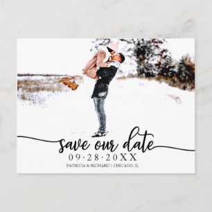 Elegante Kalligrafie Hochzeit Save The Date Foto Postkarte