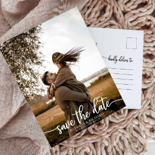 Elegante Kalligrafie Hochzeit Save The Date Foto Postkarte
