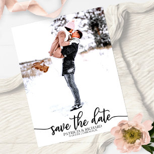 Elegante Kalligrafie Hochzeit Save The Date Foto Postkarte