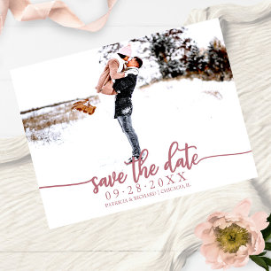 Elegante Kalligrafie Hochzeit Save The Date Foto Postkarte
