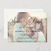 Elegante Kalligrafie Hochzeit Speichern Sie das Da Postkarte (Vorne/Hinten)