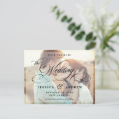 Elegante Kalligrafie Hochzeit Speichern Sie das Da Postkarte (Stehend Vorderseite)