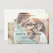 Elegante Kalligrafie Hochzeit Speichern Sie das Da Postkarte (Vorne/Hinten)