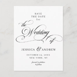 Elegante Kalligrafie Hochzeit Speichern Sie das Da Postkarte