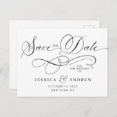 Elegante Kalligrafie Hochzeit Speichern Sie das Da Postkarte (Vorne/Hinten)