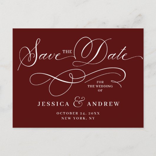 Elegante Kalligrafie Hochzeit Speichern Sie das Da Postkarte (Vorderseite)