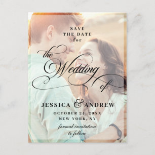 Elegante Kalligrafie Hochzeit Speichern Sie das Da Postkarte