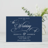 Elegante Kalligrafie Hochzeit speichern Sie das Da Save The Date (Stehend Vorderseite)