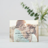 Elegante Kalligrafie Hochzeit Speichern Sie das FO Postkarte (Stehend Vorderseite)