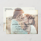 Elegante Kalligrafie Hochzeit Speichern Sie das FO Postkarte (Vorne/Hinten)