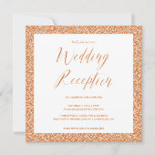 Elegante Kalligrafie Hochzeitempfang Burnt Orange Einladung (Vorderseite)