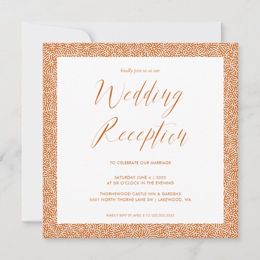 Elegante Kalligrafie Hochzeitempfang Burnt Orange Einladung (Vorderseite)