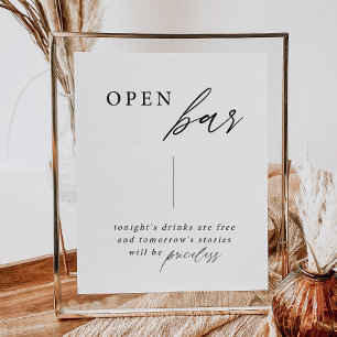 Elegante Kalligrafie Hochzeiten Open Bar Drinks Ze Poster