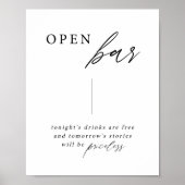Elegante Kalligrafie Hochzeiten Open Bar Drinks Ze Poster (Vorne)