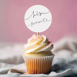 Elegante Kalligrafie Hochzeitkuchentopper für ihn Runder Aufkleber