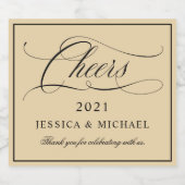 Elegante Kalligrafie Hochzeitliche Frische Weine Schaumweinetikett (Einzelnes Label)