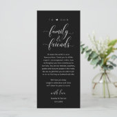 Elegante Kalligrafie-Hochzeits-Dankeschön-Tischkar Programm (Stehend Vorderseite)