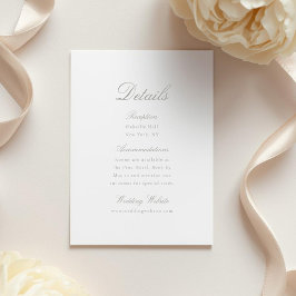 Elegante Kalligrafie-Hochzeitsdetails-Karte Begleitkarte