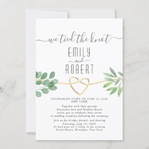 Elegante Kalligrafie-Hochzeitseinladung mit Grünpf Einladung