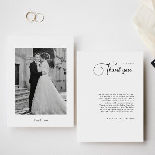 Elegante Kalligrafie-Hochzeitsfotos-Dankeskarten Dankeskarte
