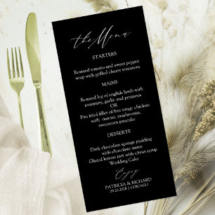 Elegante Kalligrafie Hochzeitsmenükarten Menükarte