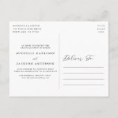 Elegante Kalligrafie Hochzeitspause Ankündigungspostkarte (Rückseite)