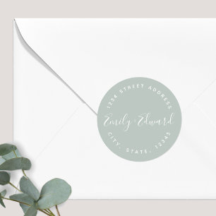 Elegante Kalligrafie-Hochzeitsrücksendeadresse Runder Aufkleber