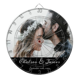 Elegante Kalligrafie Hochzeitsstift Schwarz & Weiß Dartscheibe