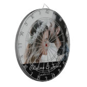 Elegante Kalligrafie Hochzeitsstift Schwarz & Weiß Dartscheibe (Vorderseite Links)
