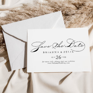 Elegante Kalligrafie Horizontal Wedding Save The Date