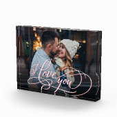 Elegante Kalligrafie I Liebe You Foto Block (Rechts)