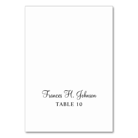 Elegante Kalligrafie Individuelle Platzkarten Tischnummer (Vorderseite)