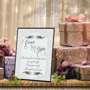Elegante Kalligrafie-Karte & Geschenke - Weiß/Schw Sockelschild