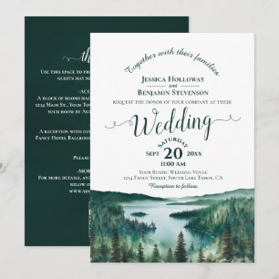 Elegante Kalligrafie Lake Tahoe QR-Code Hochzeit Einladung
