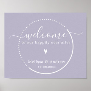 Elegante Kalligrafie - Lavender Wedding Willkommen Poster