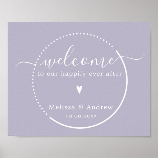 Elegante Kalligrafie - Lavender Wedding Willkommen Poster (Vorne)