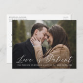 Elegante Kalligrafie-Liebe ist Patientenverzögerun Ankündigungspostkarte (Vorne/Hinten)