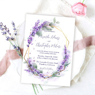 Elegante Kalligrafie Lila Lavendel Florale Hochzei Einladung