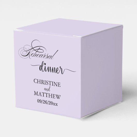 Elegante Kalligrafie Lila Probe Abendessen Geschenkschachtel (Vorderseite)