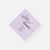 Elegante Kalligrafie Lila Probe Abendessen Serviette (Ecke)