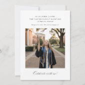 Elegante Kalligrafie machte sie es Abschluss Foto Einladung (Rückseite)